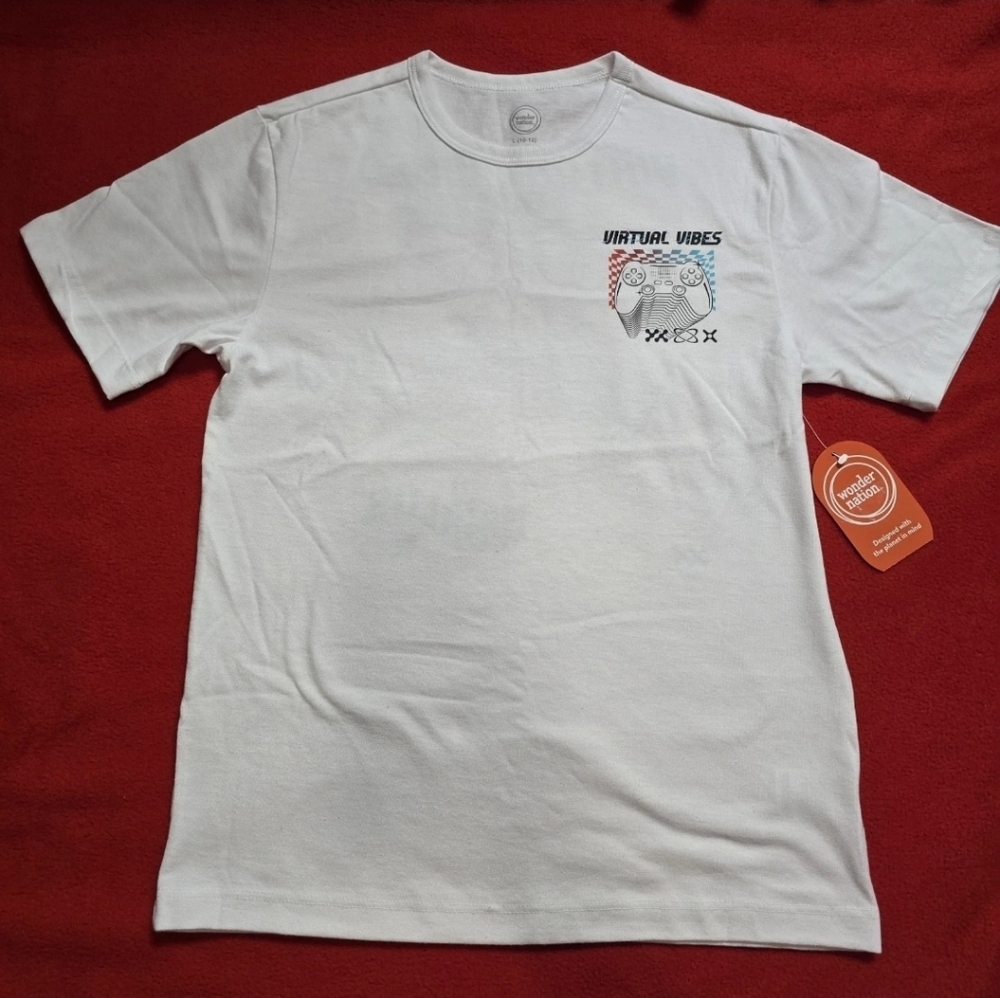 Wonder Nation Boys Short Sleeve Gamer Virtual Vibes Graphic T-Shirt Size L 10-12